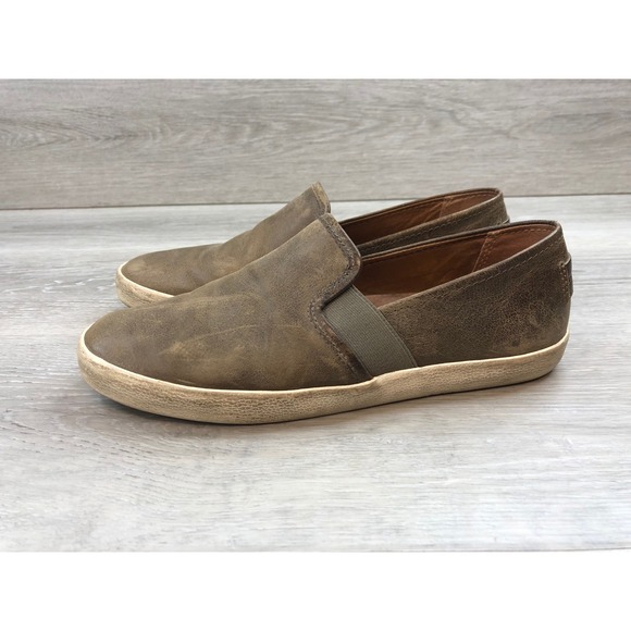 FRYE Men\'s Company Slip On Sneakers Taupe‎ Leather Distressed 9 Casual Shoes main image 3